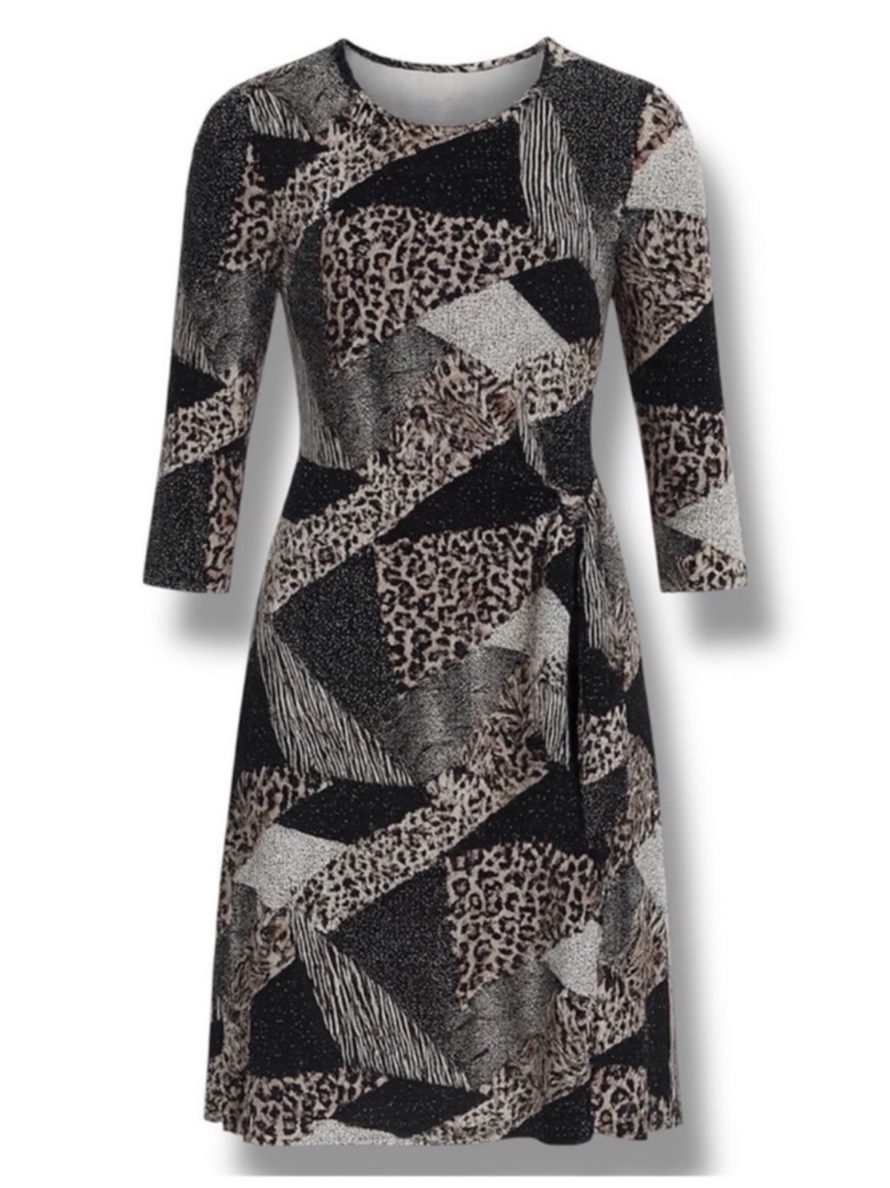 Joseph Ribkoff Animal Print Patchwork Dress Size 8